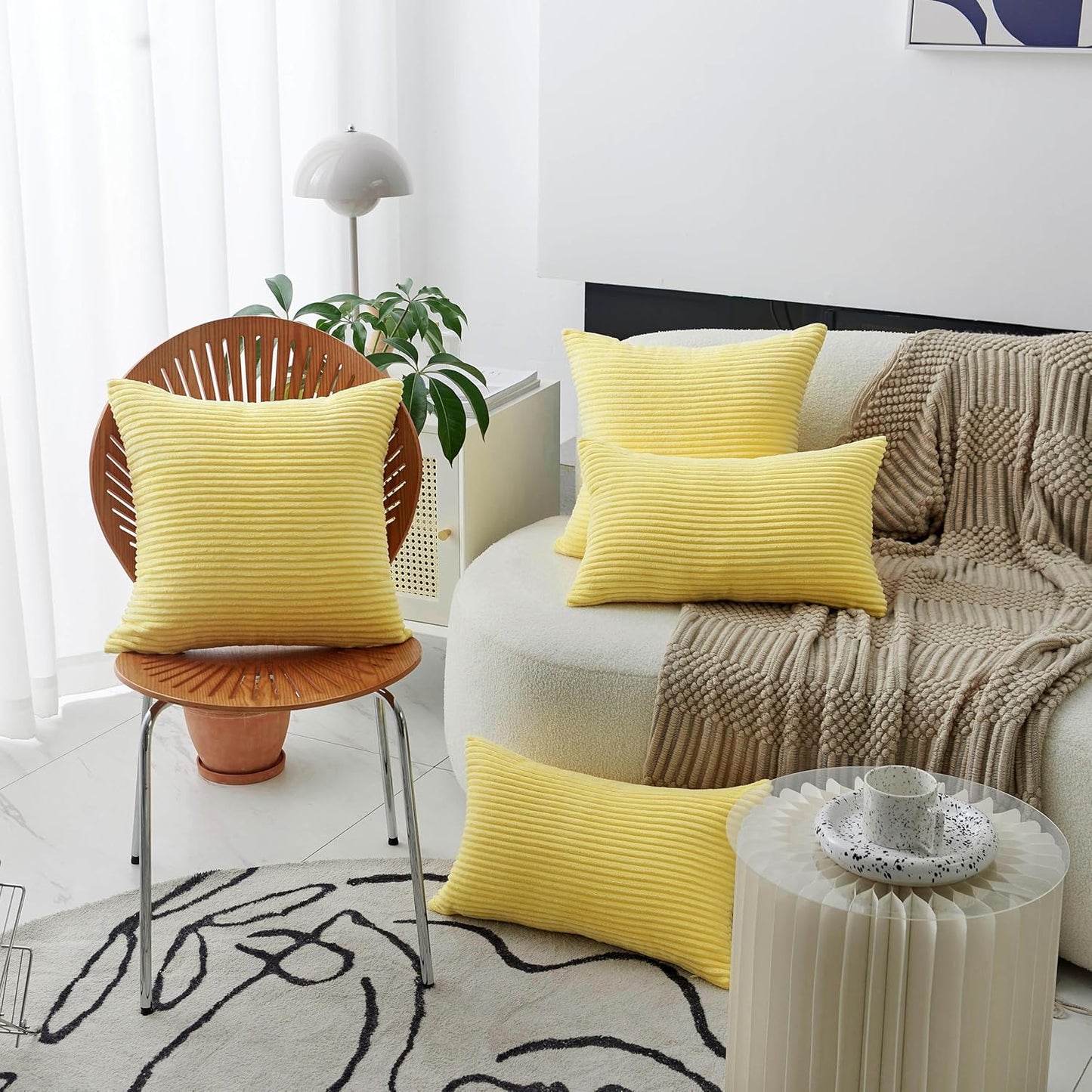 Yellow Pillow Cover 26 x 26 Euro Sham for Couch Throw Pillow Large 26x26 Pillow Cover for Holiday Summer Decor, Lemon Yellow, Sundress