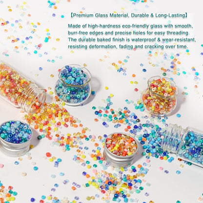 19200Pcs 2mm Glass Seed Beads Small Craft Beads 12/0 for DIY Bracelet Necklaces Crafting Jewelry Making Supplies(48 Colors, Yellow/Blue Series)