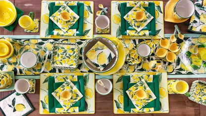 Coasters Cork Backed Coaster Set, 4" x 4", Painterly Lemons, 6-Count