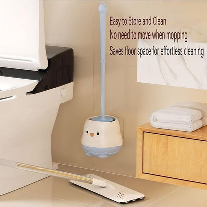 Penguin Toilet Brush and Holder Set - Cute Cartoon Long Handle Bathroom Cleaning Brush for Effective Home Use(Yellow)