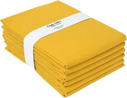 Mustard Yellow Kitchen Towels Classic Cotton Kitchen Dish Towels for Drying Spray Paint Sublimation Embroidery DIY Sewing 18x28 in Tea Towel Wrinkle Free Fade Resistant Fiesta 6 Pack