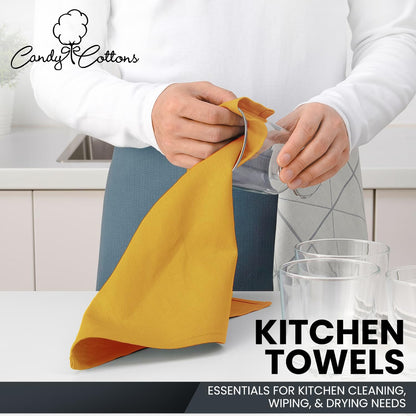 Mustard Yellow Kitchen Towels Classic Cotton Kitchen Dish Towels for Drying Spray Paint Sublimation Embroidery DIY Sewing 18x28 in Tea Towel Wrinkle Free Fade Resistant Fiesta 6 Pack
