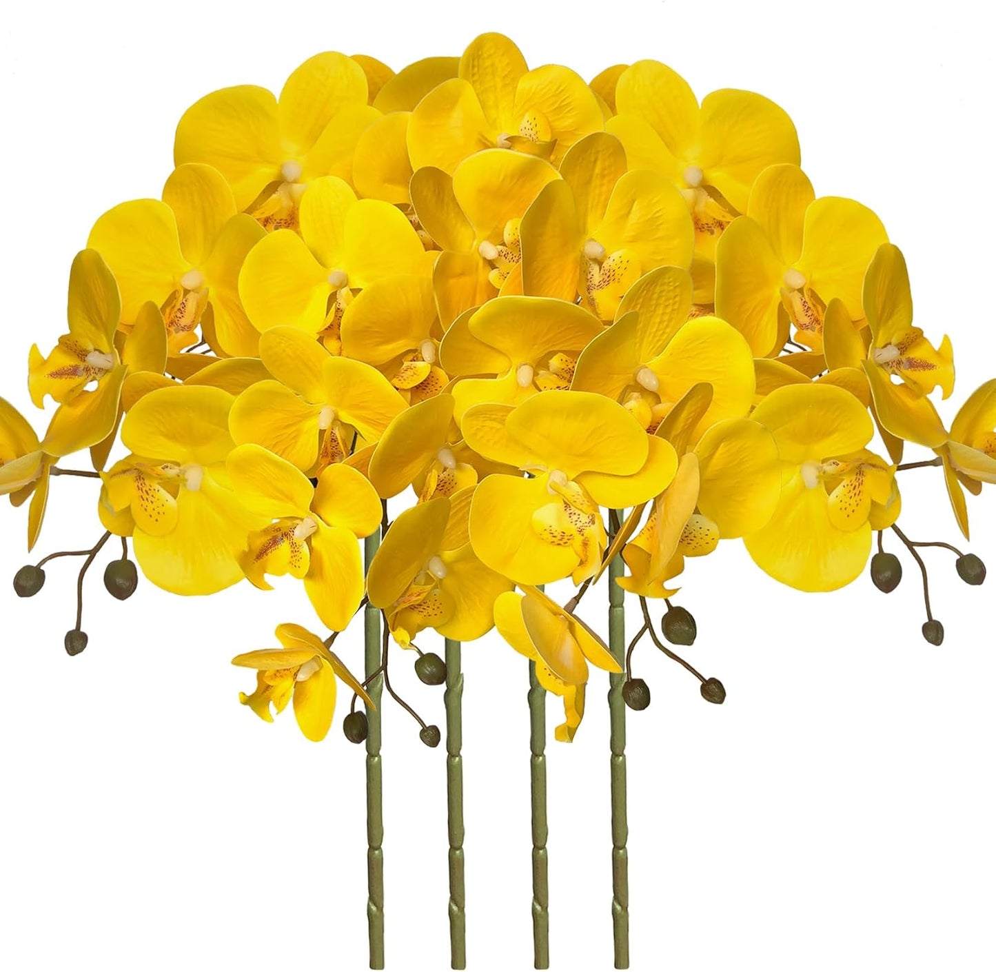 32 Inch Artificial Phalaenopsis Flowers 4 Pcs Artificial Orchid Flowers Fake Flowers Stem Plants for Home Décor (Yellow)