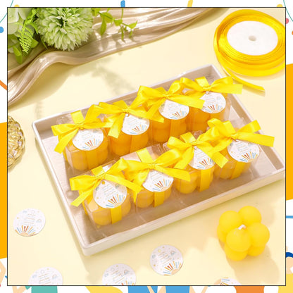 24 Sets Here Comes the Son Baby Shower Favors Small Bubble Candle for Guests Tea Candles Bulk with Stylish Ribbons Cards Gifts Party Decoration(Yellow, Sun)