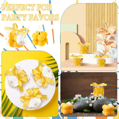 24 Sets Here Comes the Son Baby Shower Favors Small Bubble Candle for Guests Tea Candles Bulk with Stylish Ribbons Cards Gifts Party Decoration(Yellow, Sun)