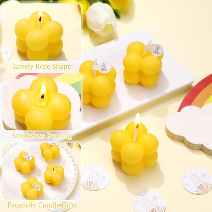 24 Sets Here Comes the Son Baby Shower Favors Small Bubble Candle for Guests Tea Candles Bulk with Stylish Ribbons Cards Gifts Party Decoration(Yellow, Sun)