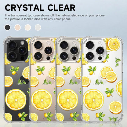 Compatible with iPhone 16 Pro Case Lemon Style, Cute Cartoon Fruits Pattern Flexible TPU Protective Clear Case for iPhone 16 Pro