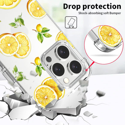 Compatible with iPhone 16 Pro Case Lemon Style, Cute Cartoon Fruits Pattern Flexible TPU Protective Clear Case for iPhone 16 Pro