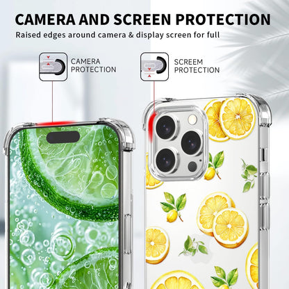 Compatible with iPhone 16 Pro Case Lemon Style, Cute Cartoon Fruits Pattern Flexible TPU Protective Clear Case for iPhone 16 Pro