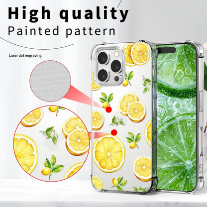 Compatible with iPhone 16 Pro Case Lemon Style, Cute Cartoon Fruits Pattern Flexible TPU Protective Clear Case for iPhone 16 Pro
