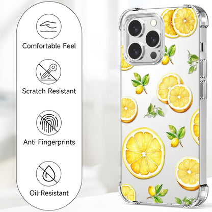 Compatible with iPhone 16 Pro Case Lemon Style, Cute Cartoon Fruits Pattern Flexible TPU Protective Clear Case for iPhone 16 Pro