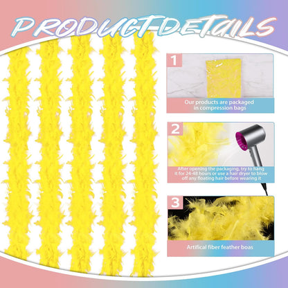 5pcs Chandelle Turkry Feather Boa 1.64 Yards 30g for Halloween Costume Dancing Party Halloween Costume Decoration