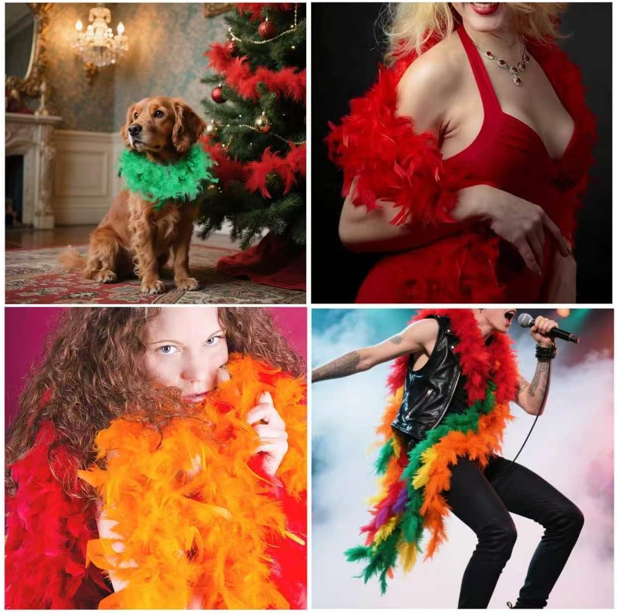 5pcs Chandelle Turkry Feather Boa 1.64 Yards 30g for Halloween Costume Dancing Party Halloween Costume Decoration