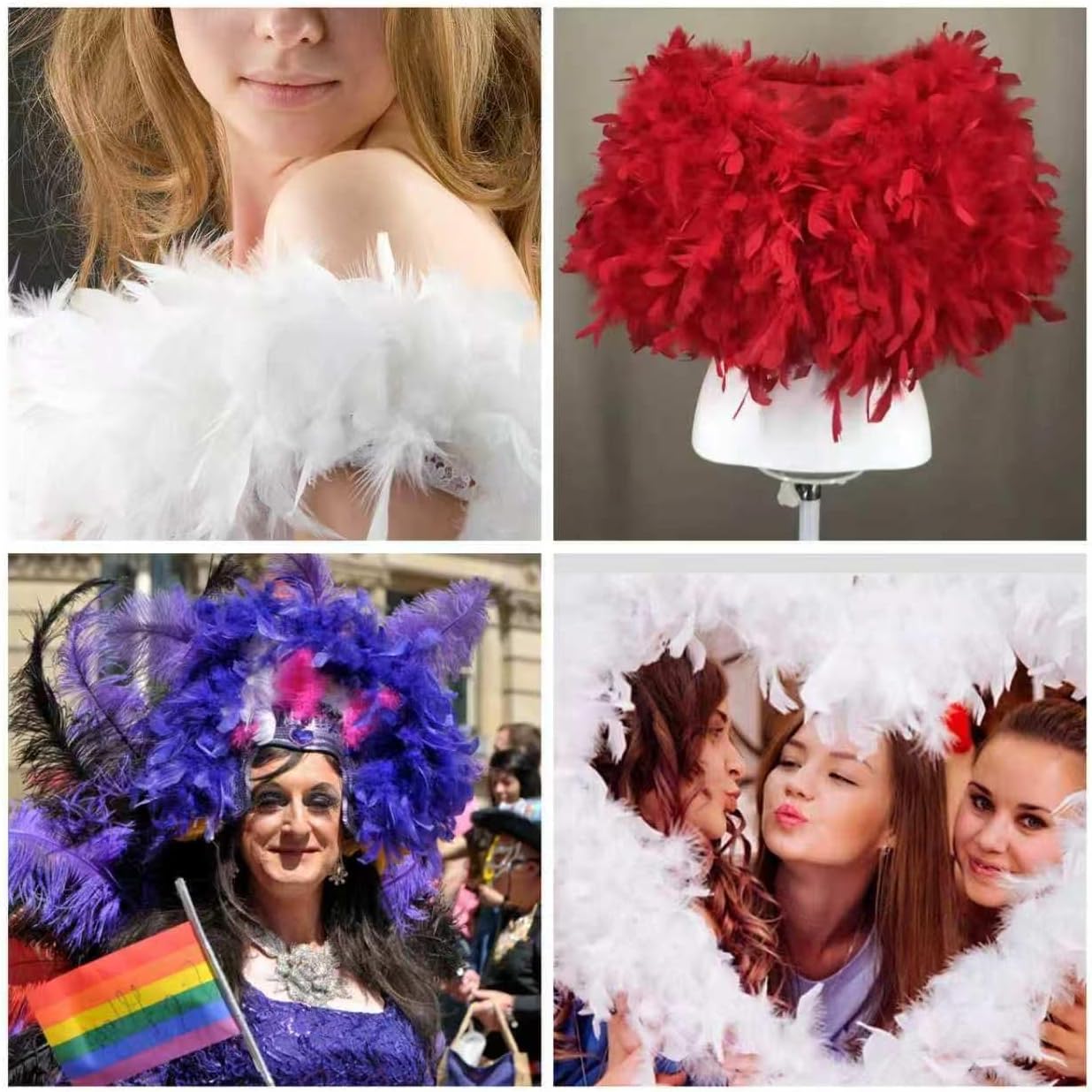 5pcs Chandelle Turkry Feather Boa 1.64 Yards 30g for Halloween Costume Dancing Party Halloween Costume Decoration
