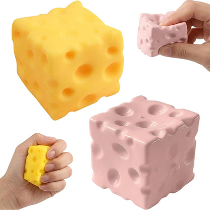 Cheese Squishy, Big Squishy Cheese for Stress Relief, 2 Pcs Fidget Squishy with Pink and Yellow for Adults, Slow Rise Squishies for Party, Gifts for Birthday
