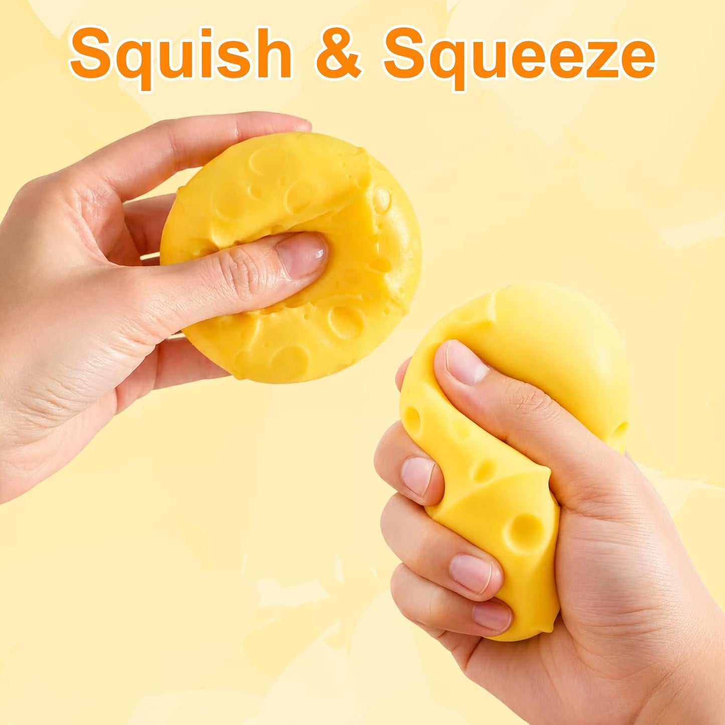 Cheese Squishy, Big Squishy Cheese for Stress Relief, 2 Pcs Fidget Squishy with Pink and Yellow for Adults, Slow Rise Squishies for Party, Gifts for Birthday