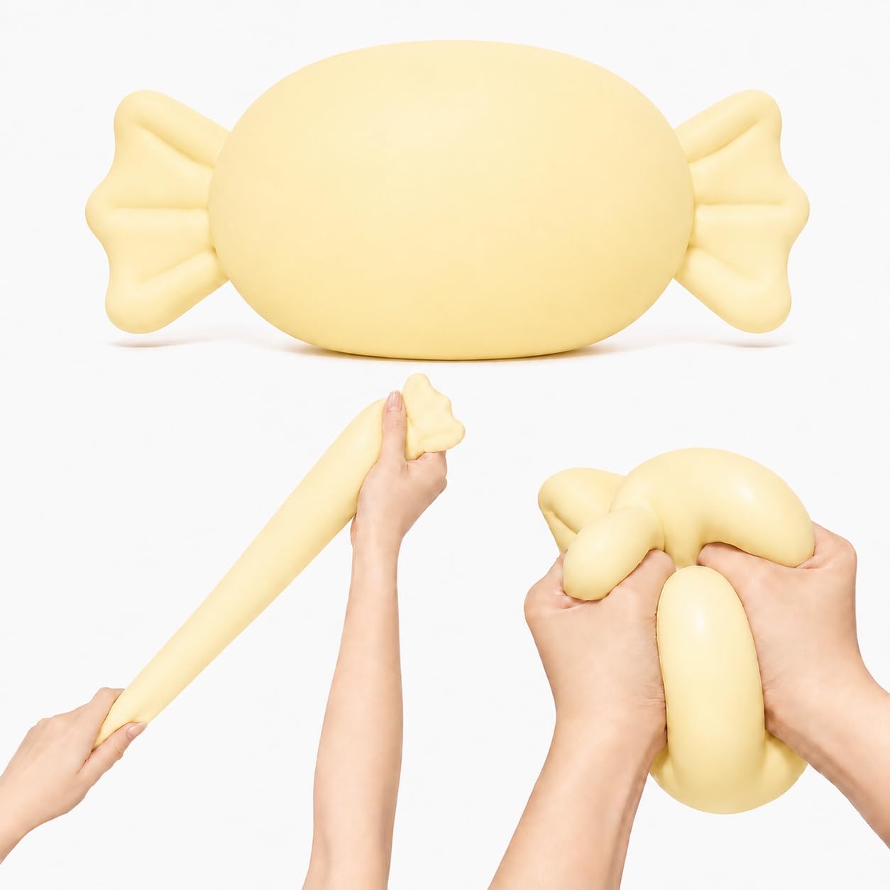 Jumbo Candy Squishy Toy, 10-Inch Oversized Squeeze Fidget with Soft Flour-Like Filling, 3-Second Slow Rise TPR Stress Relief Sensory Toy for Kids, Teens and Adults, Birthday, Yellow