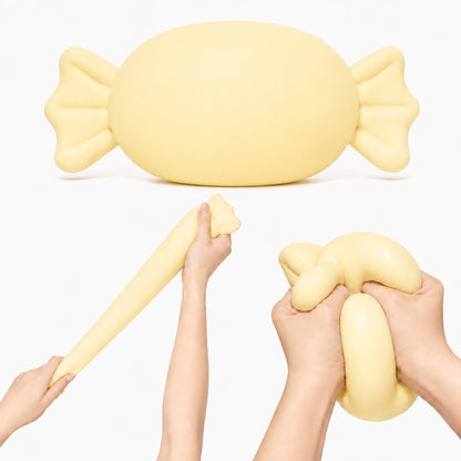 Jumbo Candy Squishy Toy, 10-Inch Oversized Squeeze Fidget with Soft Flour-Like Filling, 3-Second Slow Rise TPR Stress Relief Sensory Toy for Kids, Teens and Adults, Birthday, Yellow