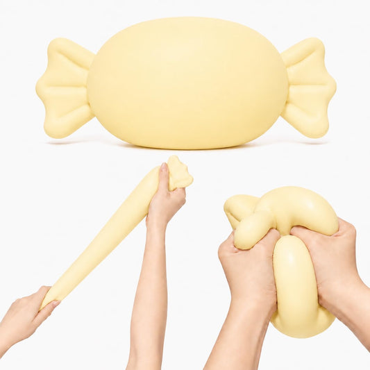 Jumbo Candy Squishy Toy, 10-Inch Oversized Squeeze Fidget with Soft Flour-Like Filling, 3-Second Slow Rise TPR Stress Relief Sensory Toy for Kids, Teens and Adults, Birthday, Yellow