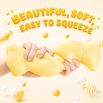 Jumbo Candy Squishy Toy, 10-Inch Oversized Squeeze Fidget with Soft Flour-Like Filling, 3-Second Slow Rise TPR Stress Relief Sensory Toy for Kids, Teens and Adults, Birthday, Yellow