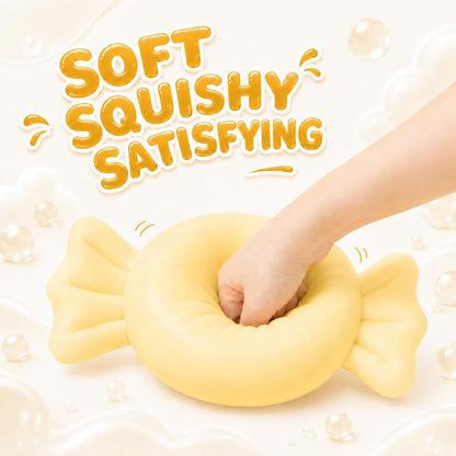 Jumbo Candy Squishy Toy, 10-Inch Oversized Squeeze Fidget with Soft Flour-Like Filling, 3-Second Slow Rise TPR Stress Relief Sensory Toy for Kids, Teens and Adults, Birthday, Yellow