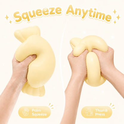 Jumbo Candy Squishy Toy, 10-Inch Oversized Squeeze Fidget with Soft Flour-Like Filling, 3-Second Slow Rise TPR Stress Relief Sensory Toy for Kids, Teens and Adults, Birthday, Yellow