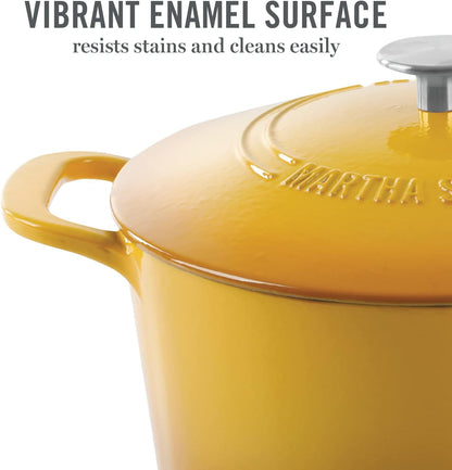 Gatwick 7-Quart Enamel Cast Iron Dutch Oven Pot with Lid – Yellow – Heavy-Duty Dutch Oven for Slow Cooking, Braising & Baking