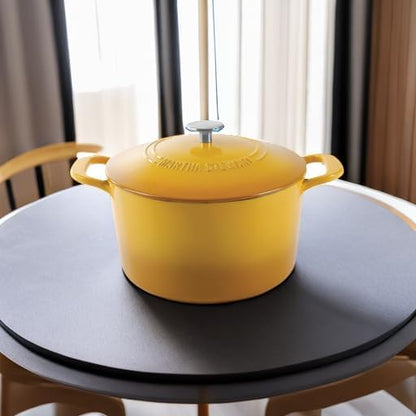 Gatwick 7-Quart Enamel Cast Iron Dutch Oven Pot with Lid – Yellow – Heavy-Duty Dutch Oven for Slow Cooking, Braising & Baking