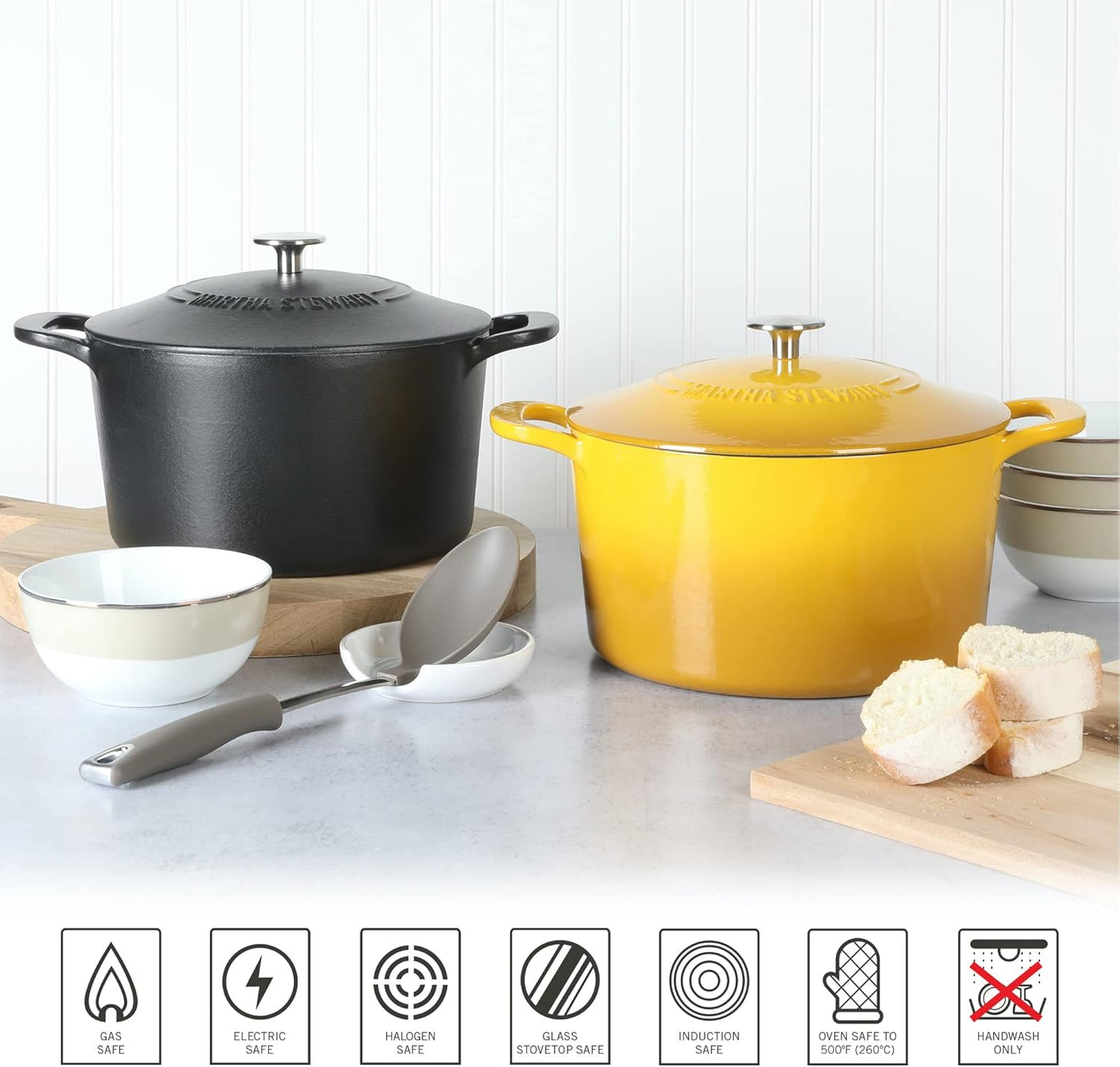 Gatwick 7-Quart Enamel Cast Iron Dutch Oven Pot with Lid – Yellow – Heavy-Duty Dutch Oven for Slow Cooking, Braising & Baking