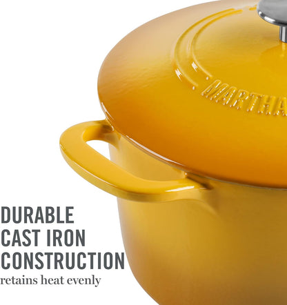 Gatwick 7-Quart Enamel Cast Iron Dutch Oven Pot with Lid – Yellow – Heavy-Duty Dutch Oven for Slow Cooking, Braising & Baking