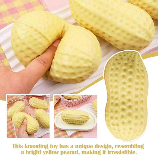 Jumbo Peanut Squishy Toy - Soft Slow Rising Stress Relief Fidget Toy, Cute Food Sensory Toy for Anxiety Relief, Desk Toys Stocking Stuffers Birthday Gift for Adults, Yellow (3PCS)
