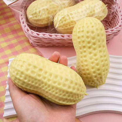 Jumbo Peanut Squishy Toy - Soft Slow Rising Stress Relief Fidget Toy, Cute Food Sensory Toy for Anxiety Relief, Desk Toys Stocking Stuffers Birthday Gift for Adults, Yellow (3PCS)