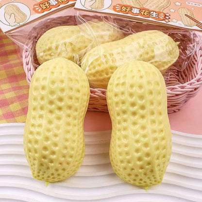 Jumbo Peanut Squishy Toy - Soft Slow Rising Stress Relief Fidget Toy, Cute Food Sensory Toy for Anxiety Relief, Desk Toys Stocking Stuffers Birthday Gift for Adults, Yellow (3PCS)