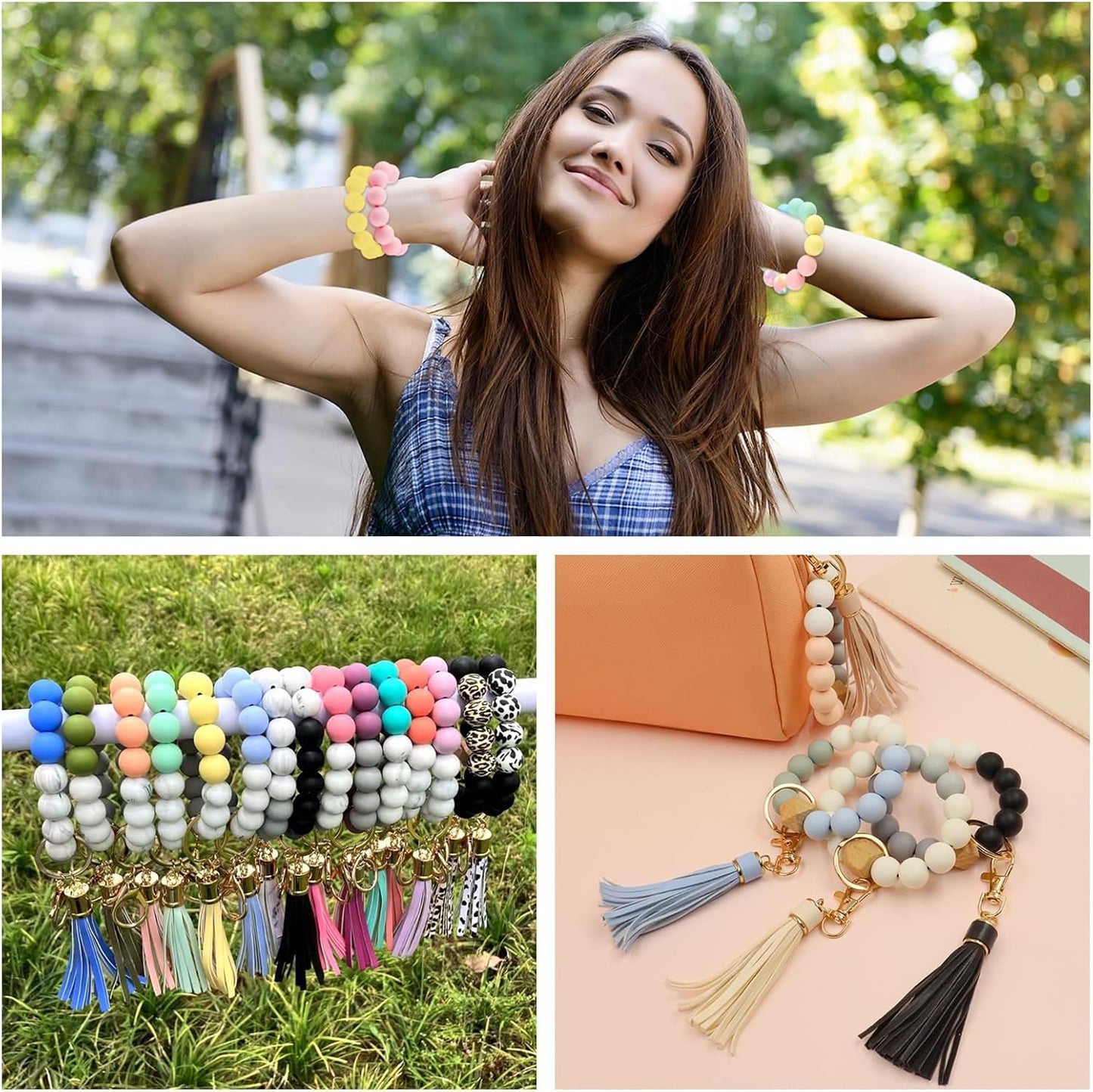 100 Pcs 15mm Silicone Beads for Keychain Making, Yellow Black Round Beads for Bracelets Beadable Pens Decorations Crafts Making Party Favours Supplies