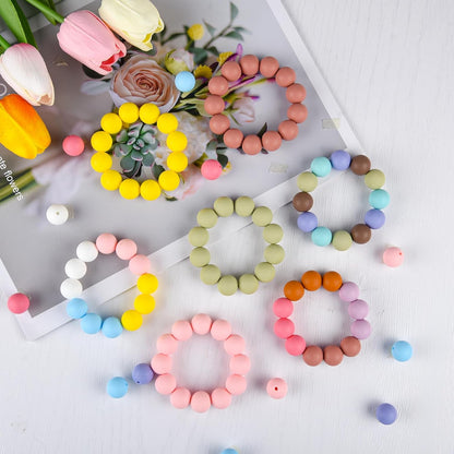 100 Pcs 15mm Silicone Beads for Keychain Making, Yellow Black Round Beads for Bracelets Beadable Pens Decorations Crafts Making Party Favours Supplies