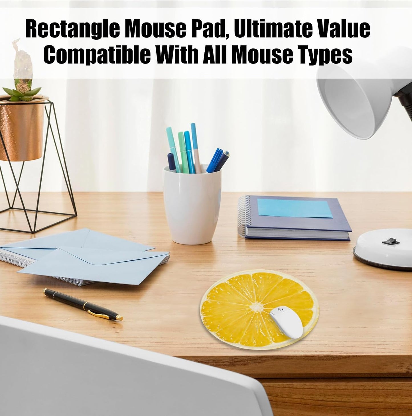 Lemon Slice Mouse Pad for Desk, Yellow Summer Tropical Fresh Fruit Citrus Round Mousepads with Anti-Slip Rubber Base for Computer Laptop Home Office Desk Accessories, 7.9x7.9 Inch