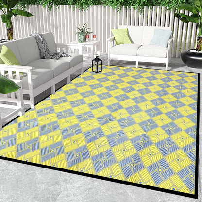 Outdoor Patio Rug (7 x 5 feet) - Weatherproof, Indoor and Outdoor Use, Ideal for Garden, Camping, Balcony Carpet, Backyard, Lightweight and Foldable