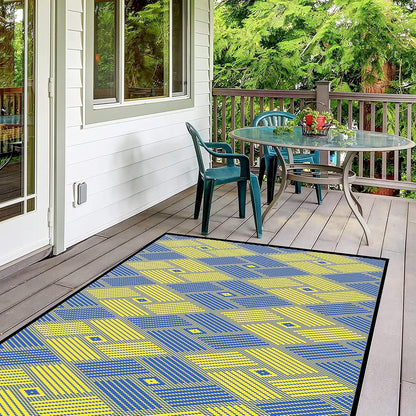 Outdoor Patio Rug (7 x 5 feet) - Weatherproof, Indoor and Outdoor Use, Ideal for Garden, Camping, Balcony Carpet, Backyard, Lightweight and Foldable