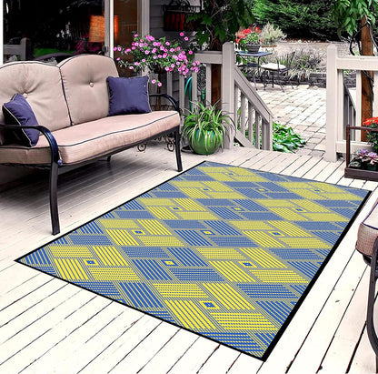 Outdoor Patio Rug (7 x 5 feet) - Weatherproof, Indoor and Outdoor Use, Ideal for Garden, Camping, Balcony Carpet, Backyard, Lightweight and Foldable