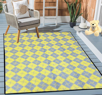 Outdoor Patio Rug (7 x 5 feet) - Weatherproof, Indoor and Outdoor Use, Ideal for Garden, Camping, Balcony Carpet, Backyard, Lightweight and Foldable