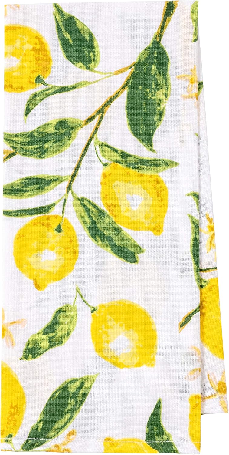 Pantry Lemons All Over Kitchen Dish Towel Set of 4, Cotton, 18 x 28-inch