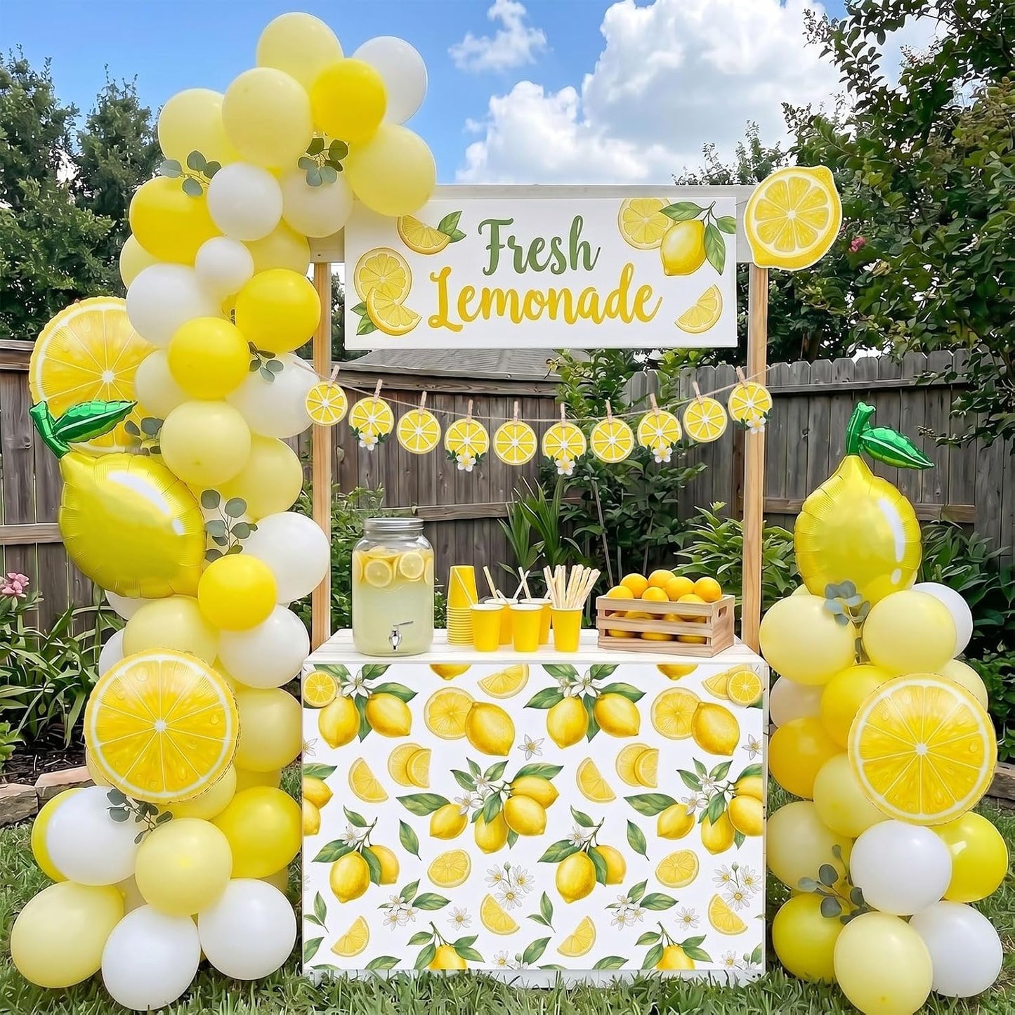 Lemon Theme Party Decorations, Lemonade Stand Supplies for Fruit Birthday Baby Shower, Includes Lemon Foil Balloons and Yellow Banner