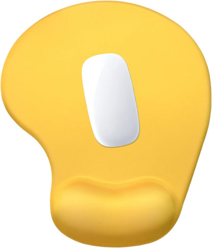 Ergonomic Mouse Pad with Wrist Rest Support, Gel Mouse Pads with Non-Slip PU Base, Pain Relief Memory Foam Computer Mat, Cute Office Supplies Desk Decro Accessories, Apricot Yellow
