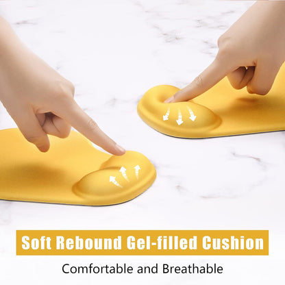 Ergonomic Mouse Pad with Wrist Rest Support, Gel Mouse Pads with Non-Slip PU Base, Pain Relief Memory Foam Computer Mat, Cute Office Supplies Desk Decro Accessories, Apricot Yellow