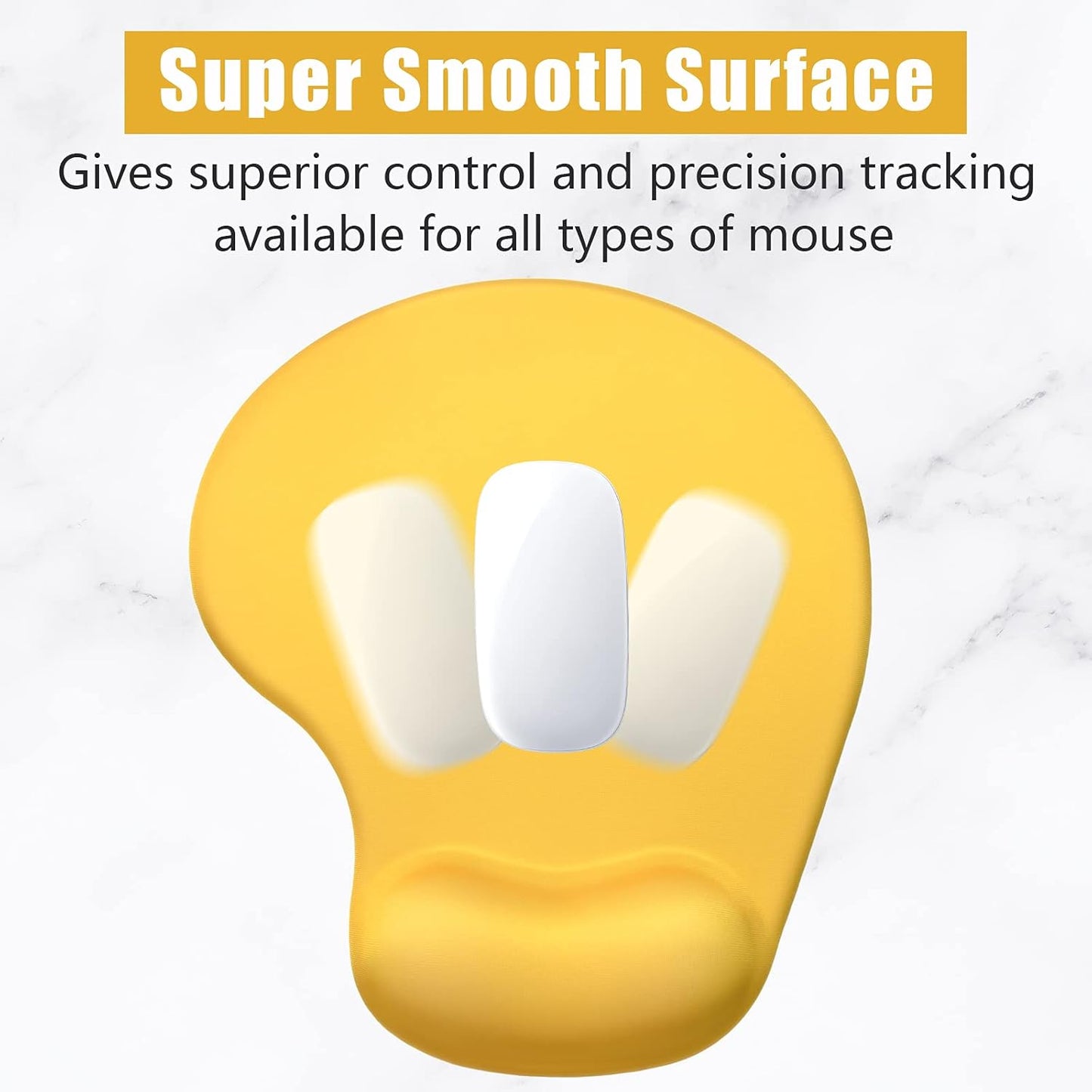 Ergonomic Mouse Pad with Wrist Rest Support, Gel Mouse Pads with Non-Slip PU Base, Pain Relief Memory Foam Computer Mat, Cute Office Supplies Desk Decro Accessories, Apricot Yellow