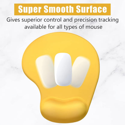 Ergonomic Mouse Pad with Wrist Rest Support, Gel Mouse Pads with Non-Slip PU Base, Pain Relief Memory Foam Computer Mat, Cute Office Supplies Desk Decro Accessories, Apricot Yellow