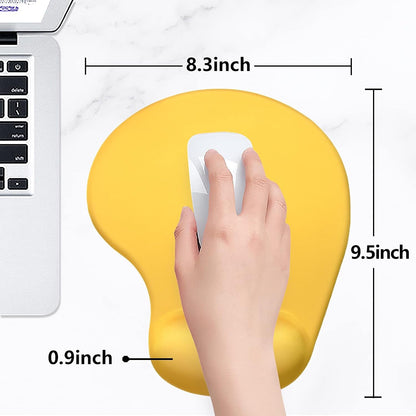 Ergonomic Mouse Pad with Wrist Rest Support, Gel Mouse Pads with Non-Slip PU Base, Pain Relief Memory Foam Computer Mat, Cute Office Supplies Desk Decro Accessories, Apricot Yellow