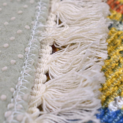 Boho Rug 5Ft Round Floral Carpet for Bedroom Farmhouse Living Room, Circle Nonslip Machine Washable Mandala Floor Mat for Dining Room Playroom, Rustic Tassel Doormat, 59in, Yellow