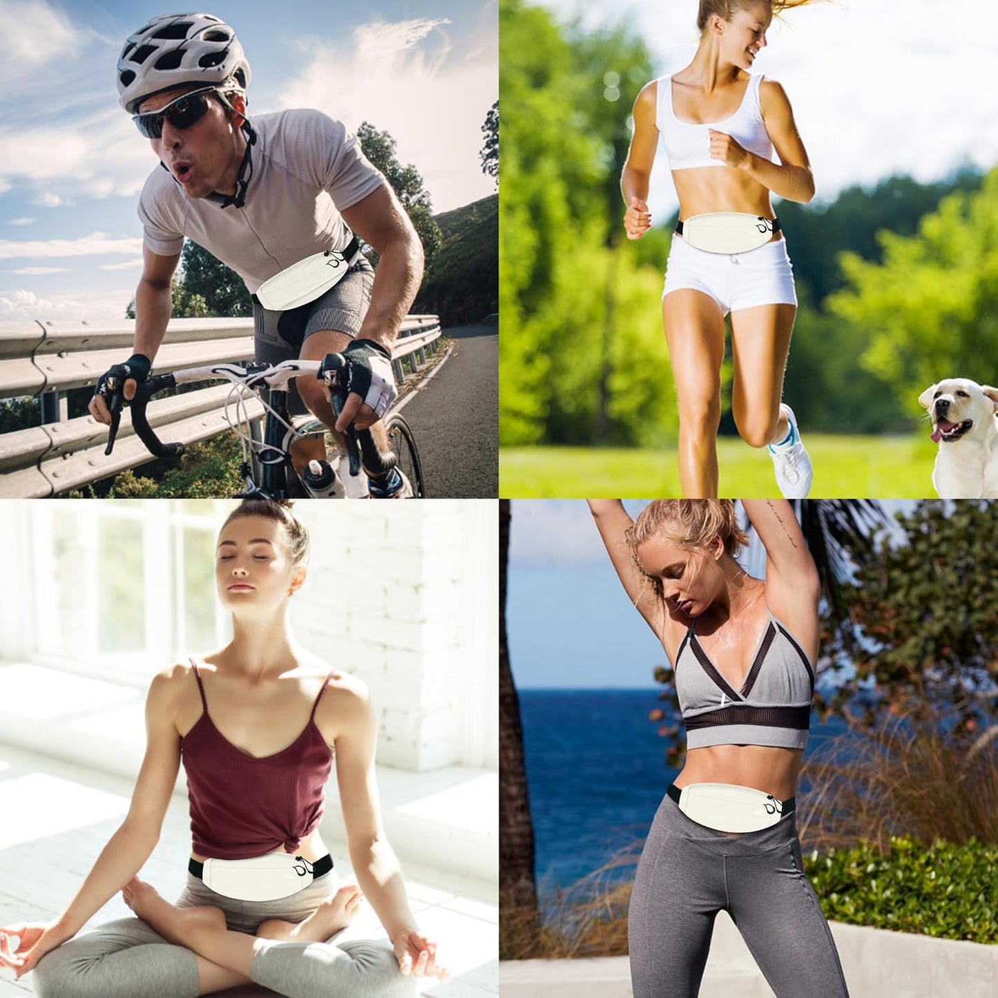 Running Fanny Pack Whole Bag Reflective, Running belt for Women &Men,Sweatproof Phone Holder Workout, Running Waist Pack (white)