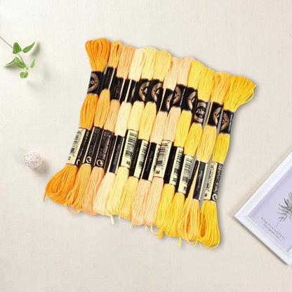 12 Skeins 6 Strands Yellow Embroidery Thread for Hand Sewing | Variegated Floss Bulk Cross Stitch Gradient Friendship Bracelet String Yarn Threads for Jewelry Crafts Bracelets Stitching